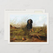 コッカー付きスパニエル犬絵画葉書 ポストカード (正面/裏面)