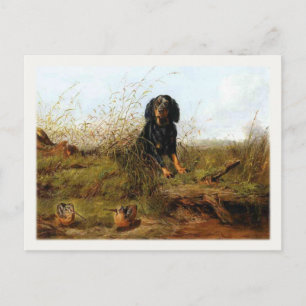 コッカー付きスパニエル犬絵画葉書 ポストカード