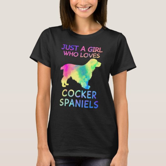 コッカー好きな女の子だけスパニエル犬おもしろい犬 Tシャツ (正面)