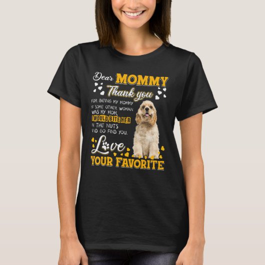 コッカー親愛スパニエル犬ママありがとう私のM Tシャツ (正面)