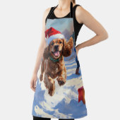 コッカー走スパニエル犬の雪のクリスマスハット エプロン (インサイチュ)