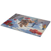 コッカー走スパニエル犬の雪のクリスマスハット カッティングボード (角)