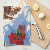 コッカー走スパニエル犬の雪のクリスマスハット キッチンタオル (四つ折り)