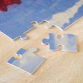 コッカー走スパニエル犬の雪のクリスマスハット ジグソーパズル (側面)