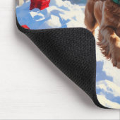 コッカー走スパニエル犬の雪のクリスマスハット マウスパッド (コーナー)