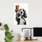 コッカー・スパニエルがビールを飲むアート 楽しい犬好き向け ポスター (ホームオフィス)