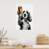 コッカー・スパニエルがビールを飲むアート 楽しい犬好き向け ポスター (キッチン)