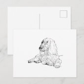 コッカー・スパニエルの線画アート・ドッグ ポストカード (正面/裏面)