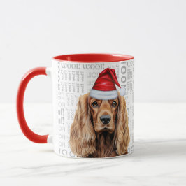 コッカー・スパニエル犬のサンタ 吠えるクリスマス マグカップ