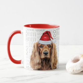 コッカー・スパニエル犬のサンタ 吠えるクリスマス マグカップ