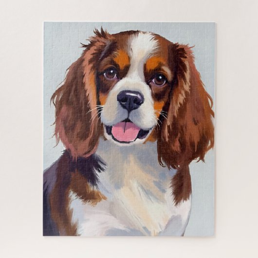 コッカー・スパニエル犬の絵画 ジグソーパズル (縦)