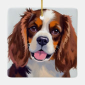 コッカー・スパニエル犬の絵画 セラミックオーナメント (裏面)