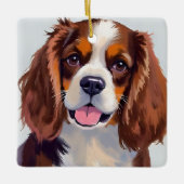 コッカー・スパニエル犬の絵画 セラミックオーナメント (正面)