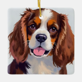 コッカー・スパニエル犬の絵画 セラミックオーナメント