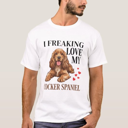 コッカー・スパニエル犬愛好家 楽しいハート Tシャツ (正面)