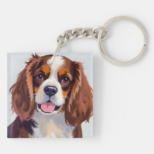 コッカー・スパニエル 犬の絵 ペット キーホルダー (裏面)