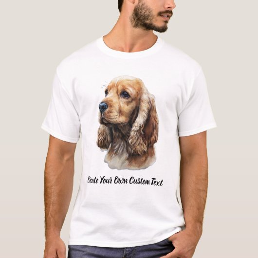 コッカー・スパニエル 犬 オリジナルテキスト作成  Tシャツ (正面)
