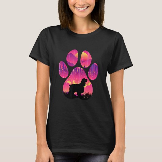 コッカー・スパニエル 肉球 パパ ママ 女性 男性 犬 Tシャツ (正面)
