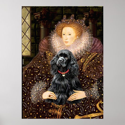 コッカー（黒） – クイーン ポスター (正面)