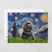 コッカー（黒） – スターリーナイト ポストカード (正面/裏面)