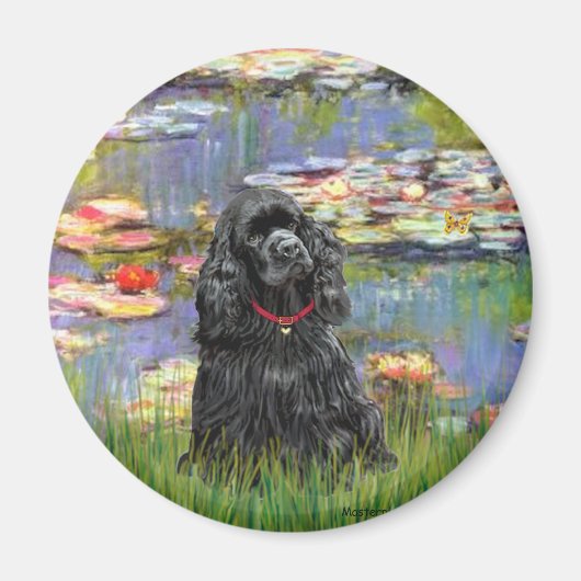 コッカー（黒） – ユリ2 マグネット (正面)