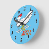 コッキー・スキーヤー ラウンド壁時計 (傾斜)