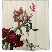 コックズコームフラワーファインアート シャワーカーテン (正面)