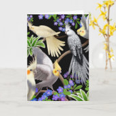 コックティエルとフラワーカード カード (黄色い花)