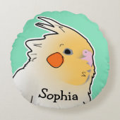 コックティエルキッズペットバードベッドルームデコールキュートグリーン ラウンドクッション (正面)