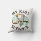 コックティエルママパパペットバード私の子供たちは翼を持っている クッション (裏面)