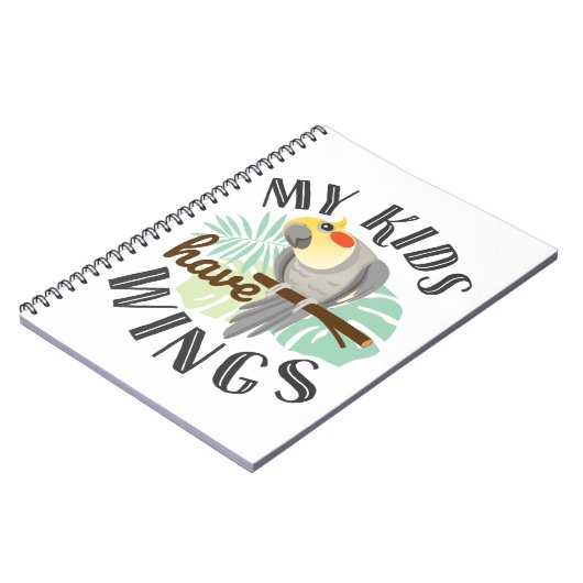 コックティエルママパパペットバード私の子供たちは翼を持っている ノートブック (左側)