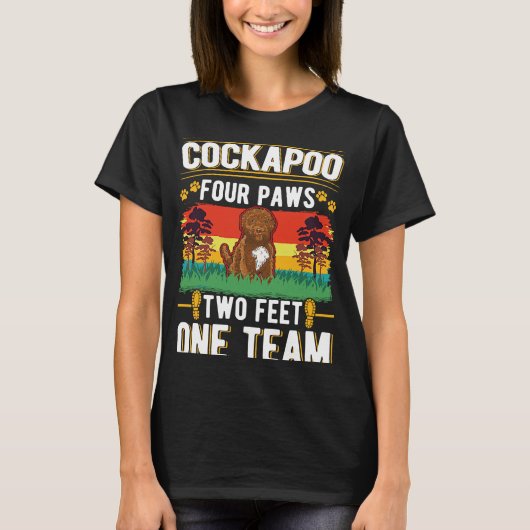 コックパオ4足2足1チームCockapoo Tシャツ (正面)