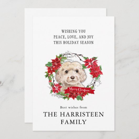 コックパブロンドウォーター色ポインセチアのクリスマス シーズンカード (正面/裏面)