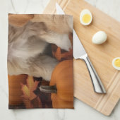 コックパプピーオータムデライトカボチャ キッチンタオル (四つ折り)