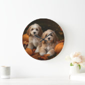 コックパプピーオータムデライトカボチャ ラージ壁時計 (ホーム)