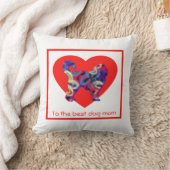 コックポウシルエットドッグ赤いハートマザーズデイ クッション (ブランケット)