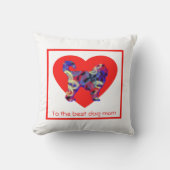 コックポウシルエットドッグ赤いハートマザーズデイ クッション (正面)