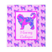 コックポウドグオーバーピンク&ブルーシルエット ノートパッド (正面)