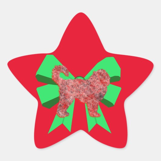 コックポウドグシルエットグリーンボウクリスマス 星シール (正面)