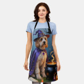 コックポウドッお洒落グハロウィン絵を描ズ エプロン (着用した状態)