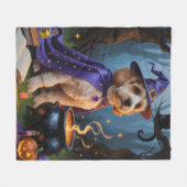 コックポウドッお洒落グハロウィン絵を描ズ フリースブランケット (正面(横))
