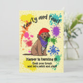 コックポウドッグおもしろいアート誕生日パーティーの招待 招待状 (スタンド正面)