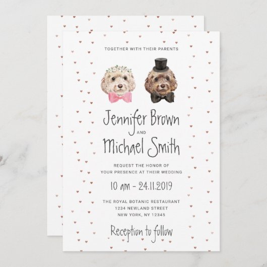 コックポウドップロー新郎新婦結婚の子 招待状 (正面/裏面)