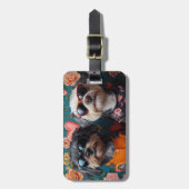 コックポーとハートバラバレンタインデー ラゲッジタグ (正面縦)