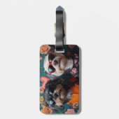 コックポーとハートバラバレンタインデー ラゲッジタグ (裏面縦)