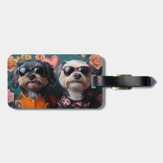 コックポーとハートバラバレンタインデー ラゲッジタグ (裏面横)