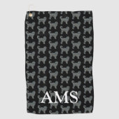 コックポーカワイドグシルエットY&Bグリッドブラック ゴルフタオル (正面)