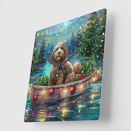 コックポークリスマスフェスティバル航海 スクエア壁時計 (傾斜)