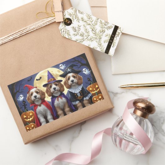 コックポードッパンプキンハロウィンおもしろい 長方形シール (ギフト)