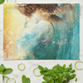 コックポービーチサーフィン絵画ズ キッチンタオル (折り畳み)